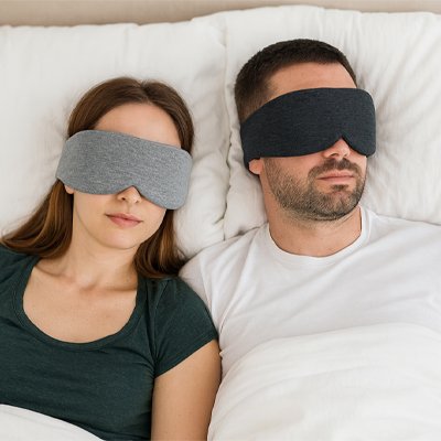 Masque de sommeil noir et gris