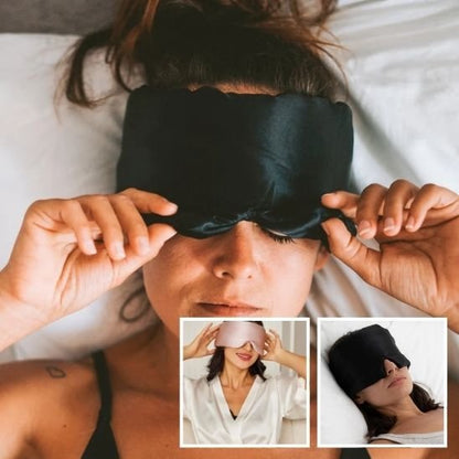 Masque de sommeil noir femme couché