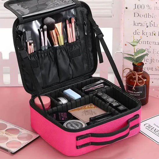 Trousse de maquillage rose rangement