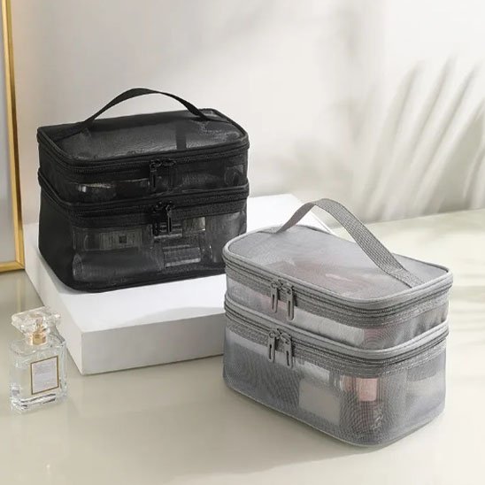 trousse maquillage noir et gris